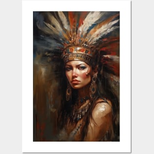 Indian woman in headdress Posters and Art